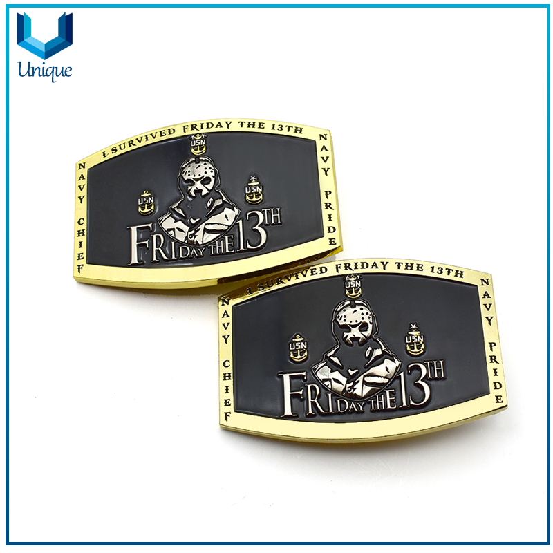 Hebilla de la correa de la nave de la nave de la marina de los USS personalizada de alta calidad, hebilla del cinturón de la policía militar de 38 mm / 60 mm de oro, hebilla de metal para regalos de promoción