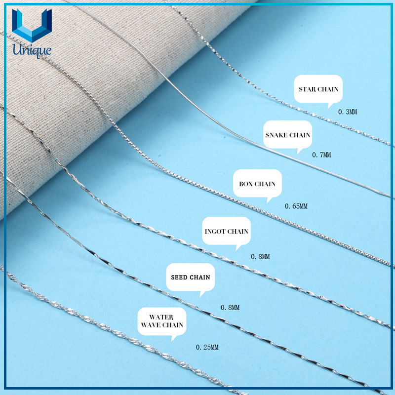 Cadenas de collar de joyería de plata esterlina 925 italiana, plateado oro plateado 925 cadenas de plata
