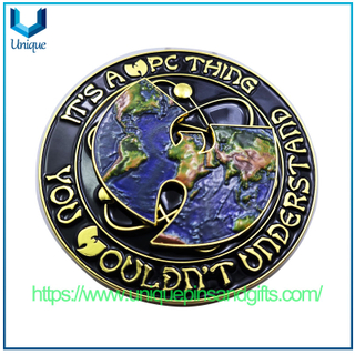 LOGO Customizado personalizado 3D Aley Desafío de aleación de zinc monedera WPC Coin Coin Spinner Coin