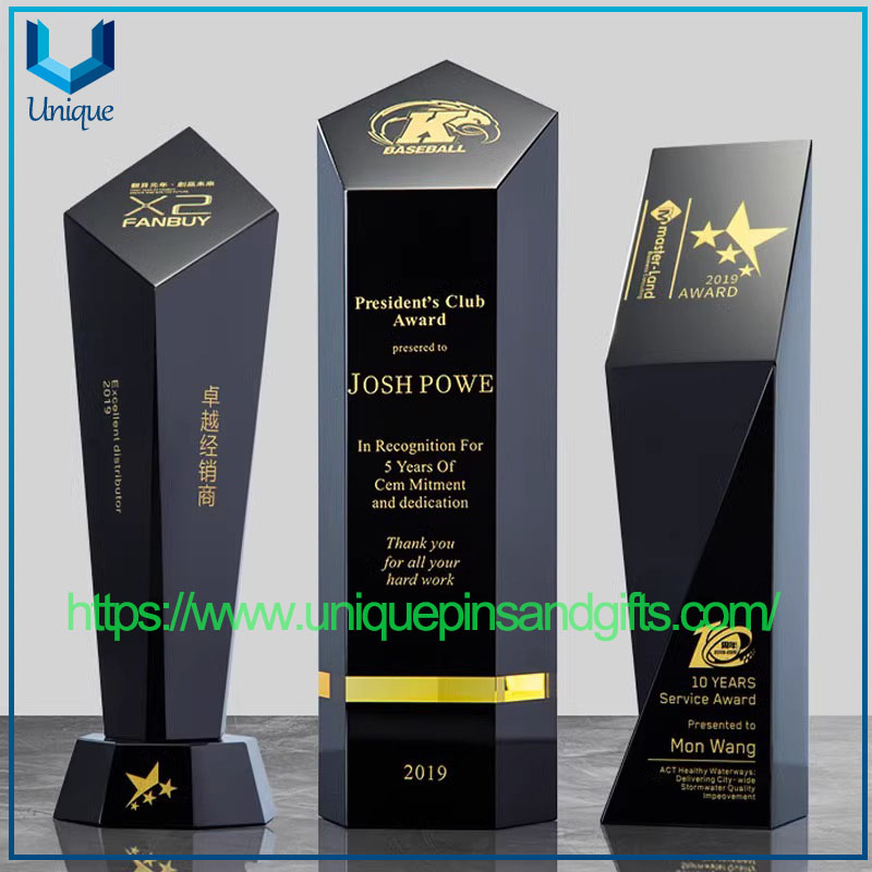 Trofeo en blanco personalizado de fábrica K9 Black Crystal Trophy Award Medalla y trofeo