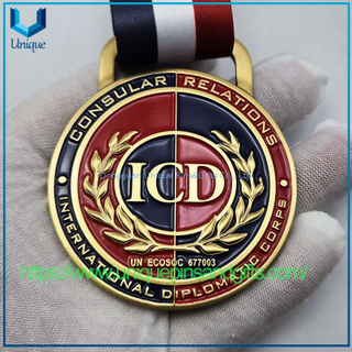 Capellán diplomático personalizado COPS EX AMICITIA PAX MEDAL DE METAL