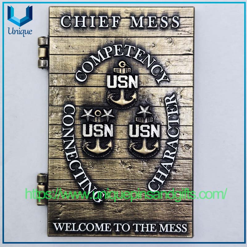 3 Puerta militar marina de EE. UU. Monedera de recuerdo abierta Mess (8) 