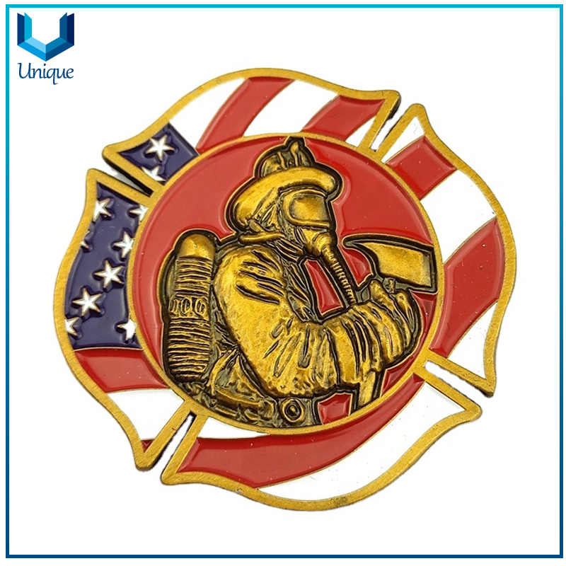 Challenge Moneda Personalize Fábrica, Bomberos 3D Rescate de fuego Desafío conmemorativo Moneda, Moneda de desafío a granel