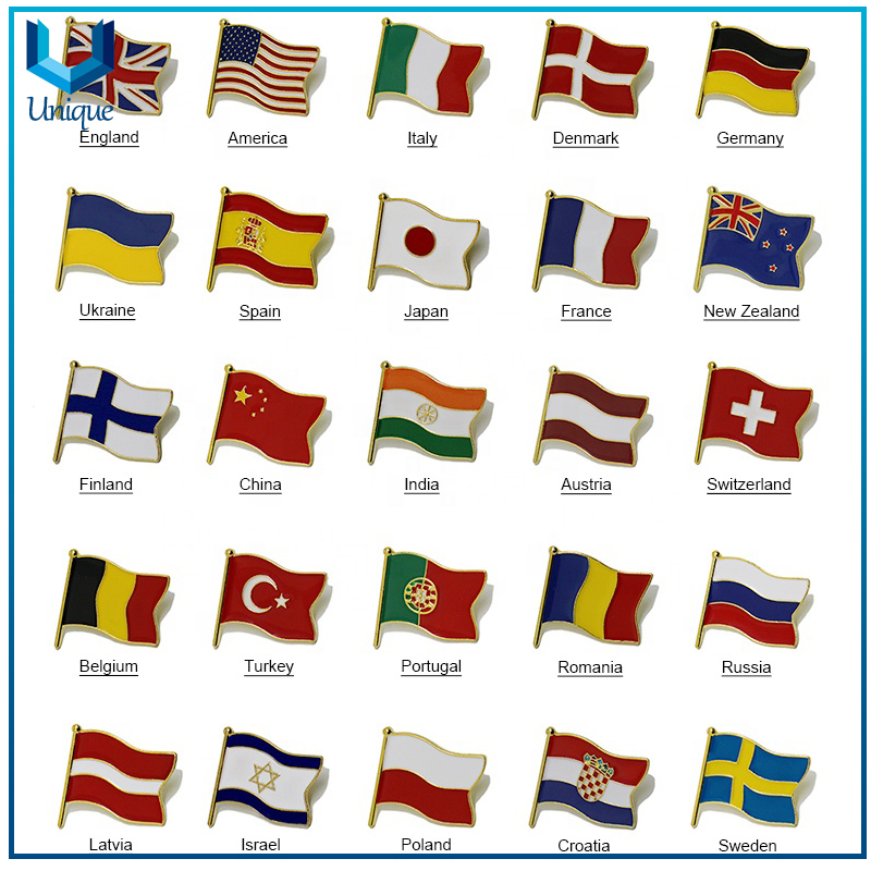 Personalice el PIN de la bandera del país, la insignia del PIN de la bandera del club de esmalte, los broches de la bandera del equipo de fútbol, ​​el PIN de la solapa de la bandera dual para los regalos promocionales