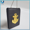 Estuche de cuero para insignia de policía, Funda de cuero / Oro 3D / Insignia de policía de Ecuador plateada con soporte de cuero genuino + Cadena de bolas, Emblema de policía, Insignia de moneda Seuvenir