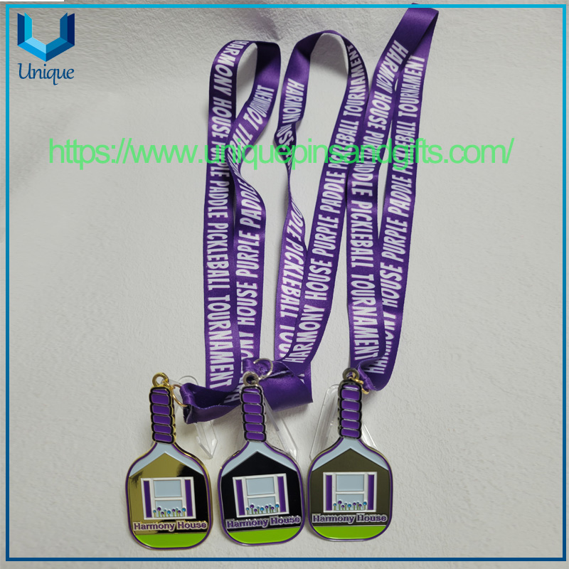 Medalla Pickleball de bronce, oro, plata y dise&ntilde;o personalizado de alta calidad con cord&oacute;n de impresi&oacute;n (4)
