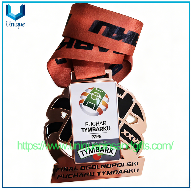 Medallas de metal personalizadas para eventos deportivos con medalla de bronce, oro y plata PZPN de Polonia con cinta