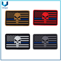 Parche de goma para uniforme, personalice la insignia de goma de la bandera para la prenda de la policía, la etiqueta de goma de PVC con el respaldo de Votro