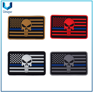 Parche de goma para uniforme, personalice la insignia de goma de la bandera para la prenda de la policía, la etiqueta de goma de PVC con el respaldo de Votro