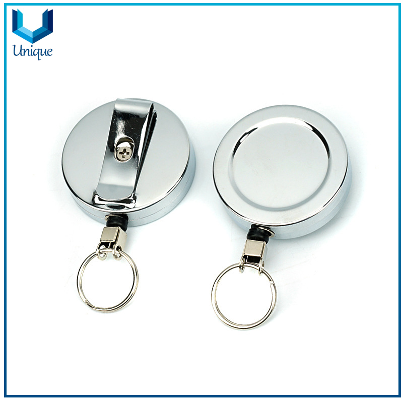 Carrete de la insignia de metal de alta calidad con llavero, personalice el logotipo de impresión con el carrete de la insignia de epoxi para la oficina de papelería