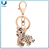 Crystal Decorated Tiger Keychain, regalos promocionales populares llavero con diamantes de imitación, llavero de metal al por mayor para la mejor venta