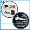 Monedas conmemorativas de metal 3D de alta calidad con diseño personalizado, monedas navales EXPO 2026 NAVAL FISA