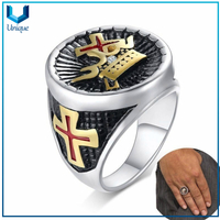 Fabricantes al por mayor Nuevo Hot Selling Punk Templario Cross Crown Ring Steel Anillo de Hombres