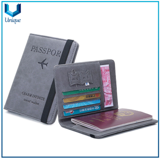 Miyin 2021 Turismo PU de cuero Pasaporte Pasaporte Titular de la Tarjeta Cartera Porta Pasaporte Logo Custom Sublimation RFID Pasaportes