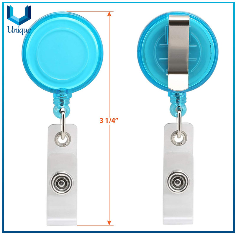 Colores surtidos Embalaje personalizado Carcasa de plástico Retráctil Reestructle Treeles Carabiner Reel Clip en las teclas del titular de la identificación