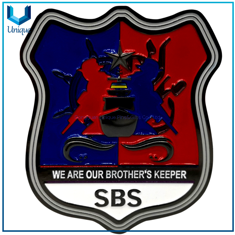 Fábrica de monedas de desafío, moneda de diseño personalizado, moneda SBS, moneda militar en 3D en esmalte suave, moneda de la policía, moneda de la medalla en níquel negro