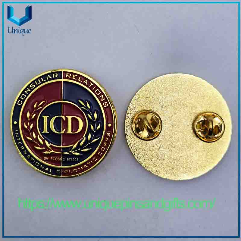 Broche de alfiler de solapa de Metal 3D personalizado, insignia de broche con emblema de la paz internacional de los embajadores de CHPLAINS con cierre de mariposa