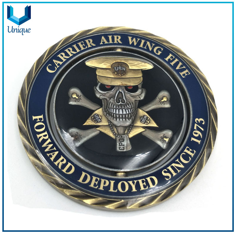 Fábrica de suministro de monedas militares, moneda de USN, moneda conmemorativa de latón antiguo, moneda de souvenir de giro para honor