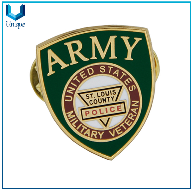 Personalice la insignia de la policía, la insignia de Pin de solapa de oro, broche de metal del ejército de la policía, PIN de esmalte duro de alta calidad