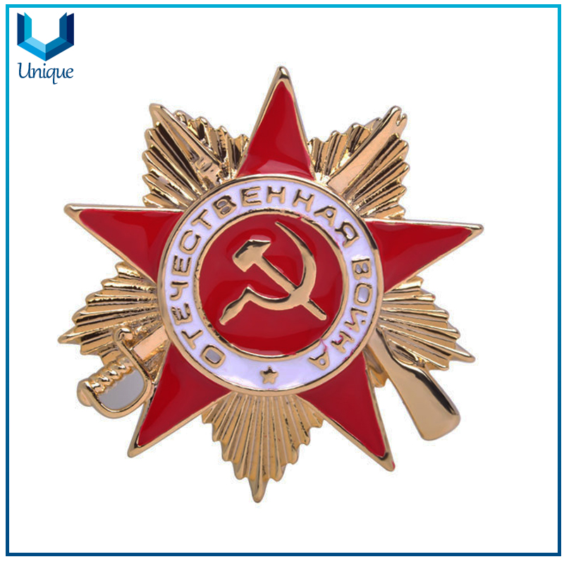 Fábrica de manualidades metálicas personalizadas, Emblema 3D de la moda, insignia de botón para regalos promocionales, insignia de pin de esmalte de oro