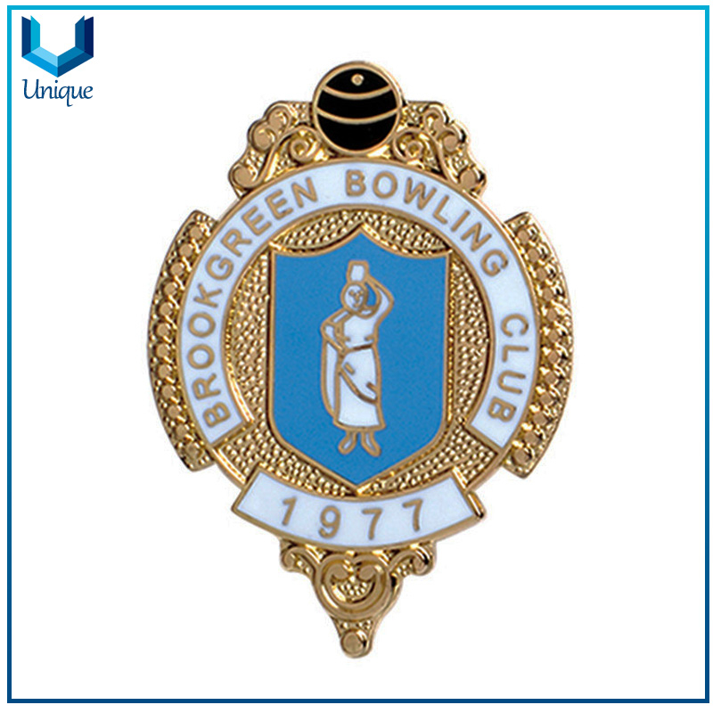 Bowling Club Gold Pin Badge, Insignia de Bowling, Pin de solapa Club, Insignia de metal Club de golf, Nombre de metal Emblema