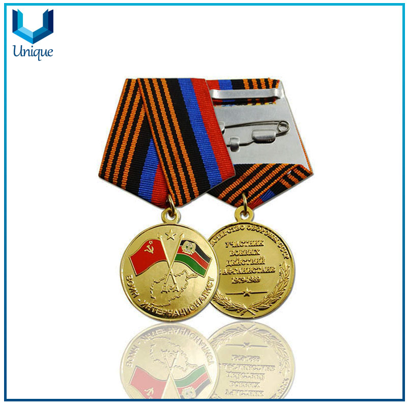 Personalice la medalla de bandera con la cinta para el uso militar, personalice la fábrica de artesanías de metal, la placa militar al por mayor para regalos promocionales