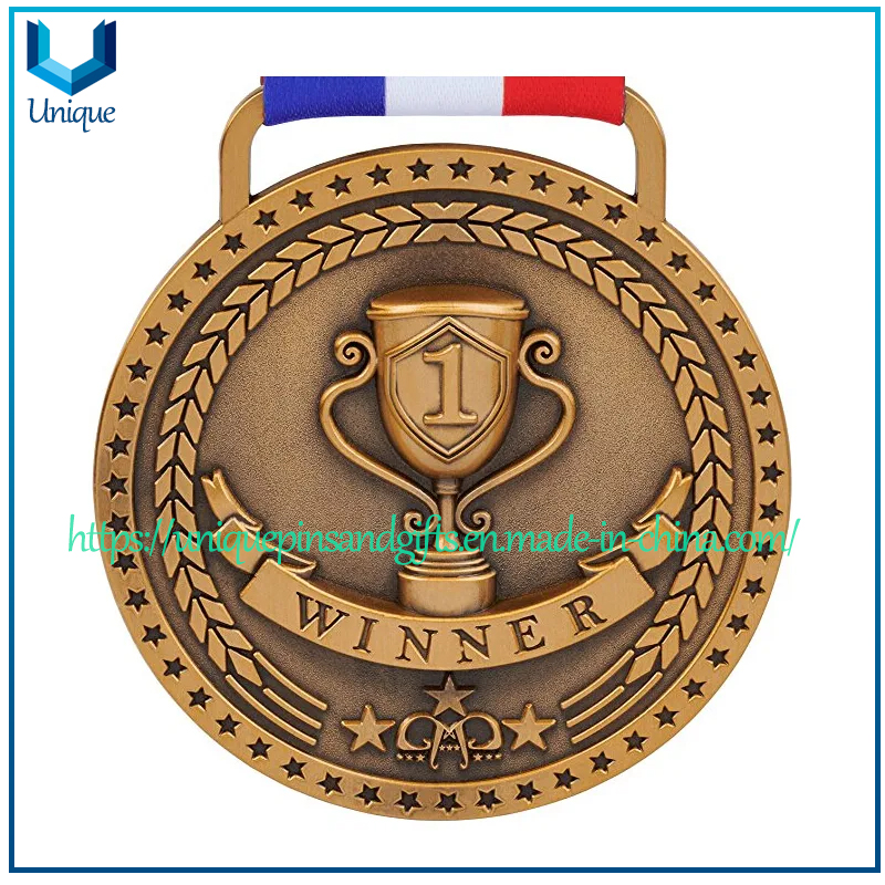 Medalla de carrera deportiva de metal con diseño personalizado de fábrica, medalla de carrera de ciclismo de Tanzania con cinta