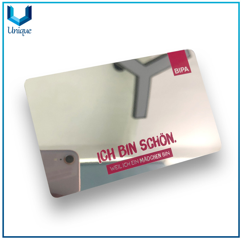 Fabricante de tarjetas de visita de metal, tarjeta de visita de metal de diseño de diseño creativo personalizado, tarjeta de invitación de metal de plata láser engradecida