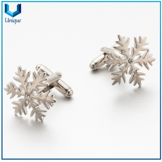 Cyrstal Decorated Manclink, mancuerna de copo de nieve, personalice la corbata de la joyería de moda de Navidad de la Navidad Pin & Cuffpink en el conjunto para regalos promocionales
