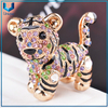 Crystal Decorated Tiger Keychain, regalos promocionales populares llavero con diamantes de imitación, llavero de metal al por mayor para la mejor venta