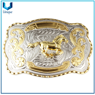 Crafts de metal Accesorios de moda, doble tono Hebillas de metal 3D, accesorios de ropa Hebilla de cinturón de servicio pesado para regalos promocionales