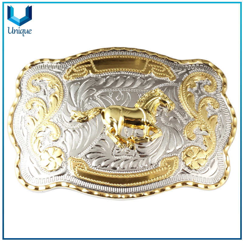 Crafts de metal Accesorios de moda, doble tono Hebillas de metal 3D, accesorios de ropa Hebilla de cinturón de servicio pesado para regalos promocionales