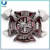 Personalizar Diseño Hebilla de metal, Hebilla de metal de bomberos para regalos de promoción de souvenirs, hebilla de cinturón de trabajo pesado en 3D antiguos