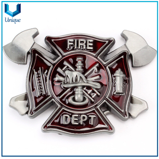 Personalizar Diseño Hebilla de metal, Hebilla de metal de bomberos para regalos de promoción de souvenirs, hebilla de cinturón de trabajo pesado en 3D antiguos