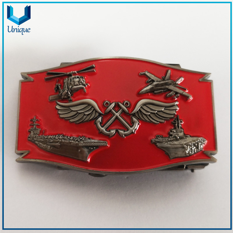 Personalice la hebilla del cinturón militar de los Estados Unidos, la hebilla de metal del recuerdo de la moda con el logotipo de AB, el esmalte 3D antiguo plateado la hebilla de la policía