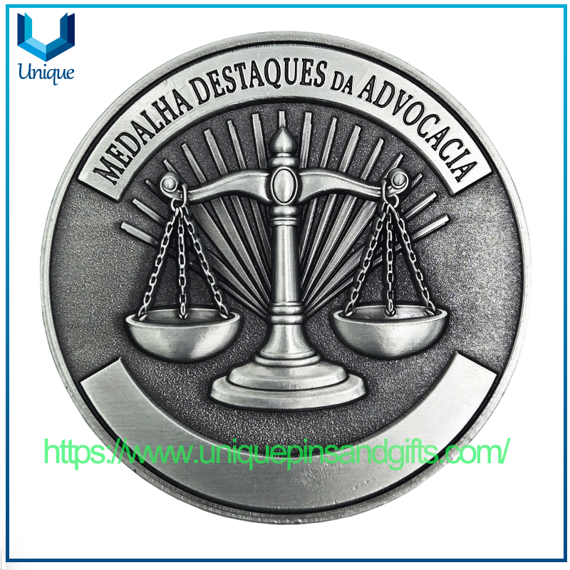 Moneda de Honor de Medalla de Premio de Abogado Destacado de 2' con revestimiento antiguo 3D personalizado de Brasil