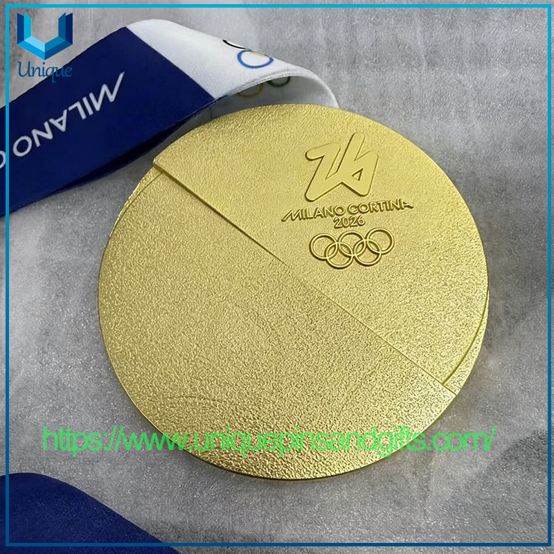 Alta calidad personalizada 2026 Milano Cortina pista eventos deportivos Metal 3D oro plata medallas de latón, medalla/medallón personalizado
