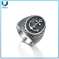Jiushang Retro Navy Boat Anchor Style Alloy Cobre Titanium Acero Hip Hop Hop Hop Vintage Punk Jewelry Mens Ring