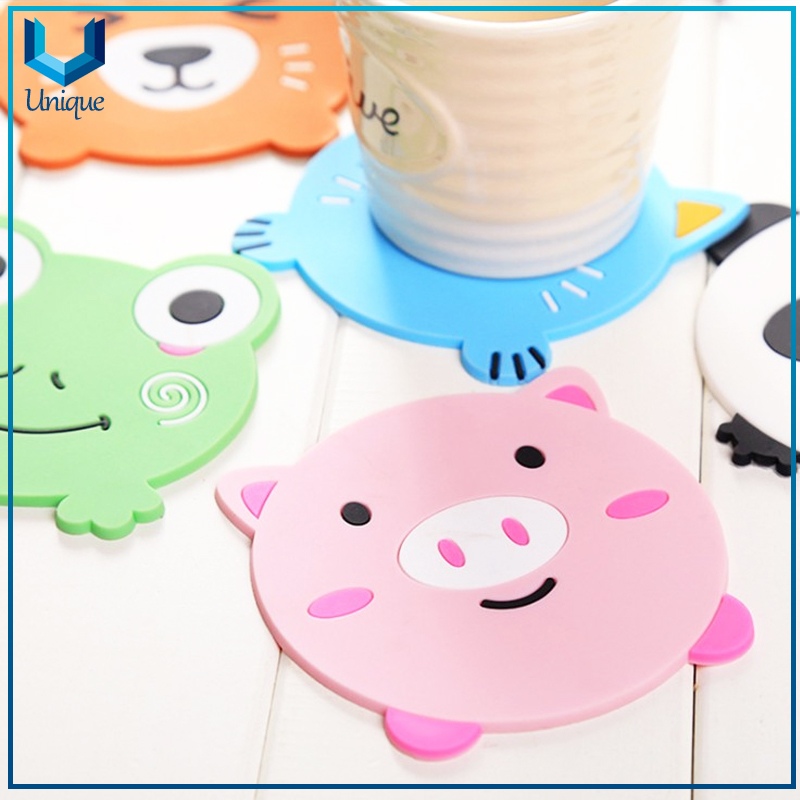 Dibujos animados lindos animales silicona taza mat de silicona t&eacute; coster silicona caucho mat007-01
