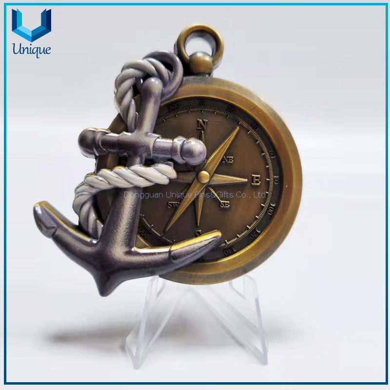 Moneda militar de la medalla de Displayer de la artesanía del metal de la marina de guerra del recuerdo del relieve 3D grueso de 12m m