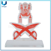 Trofeo de acrílico barato para premio, personalizar la placa de recuerdo militar con logotipo impreso, Copa de trofeo de acrílico militar de Brunei con logotipo impreso