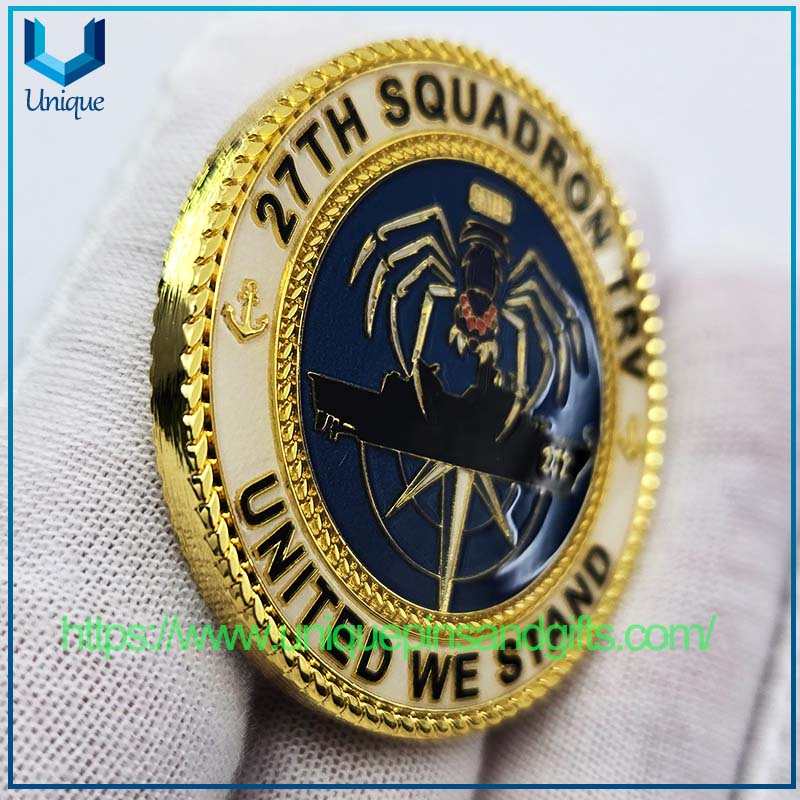 Moneda conmemorativa de metal de diamantes de oro electroplatante de doble cara personalizada