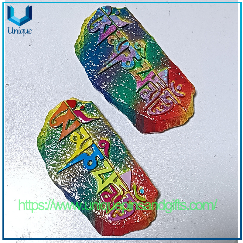 Calcomanías de magnet de nevera de paisaje urbano personalizado, lhasa bendición de bendición de resina calcomanías magnéticas para el turismo étnico tradicional artesanías de recuerdo regalos de recuerdo