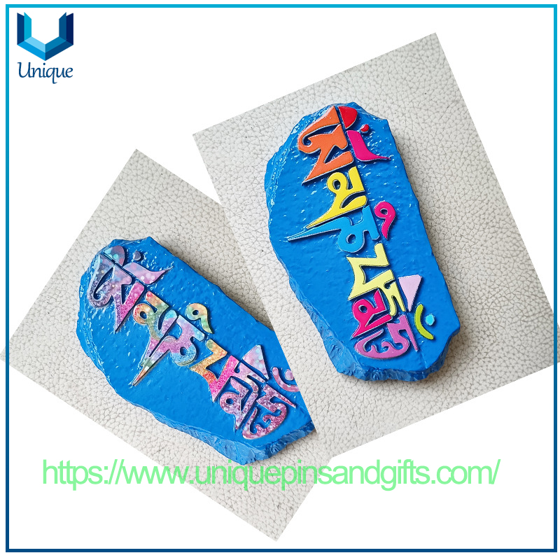 Calcomanías de magnet de nevera de paisaje urbano personalizado, lhasa bendición de bendición de resina calcomanías magnéticas para el turismo étnico tradicional artesanías de recuerdo regalos de recuerdo