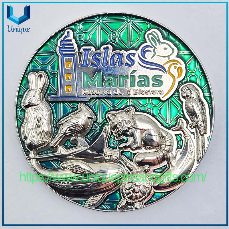 Moneda conmemorativa 3D de diamante personalizada Moneda Conmemorativa de Oro/Plata México Armada Monedera conmemorativa