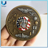 Personalice el diseño del desafío de la moneda, la moneda del oficial de la aleación 3D, la moneda de la medalla de la aleación de zinc en dos tonos en oro antiguo + chapado en níquel antiguo