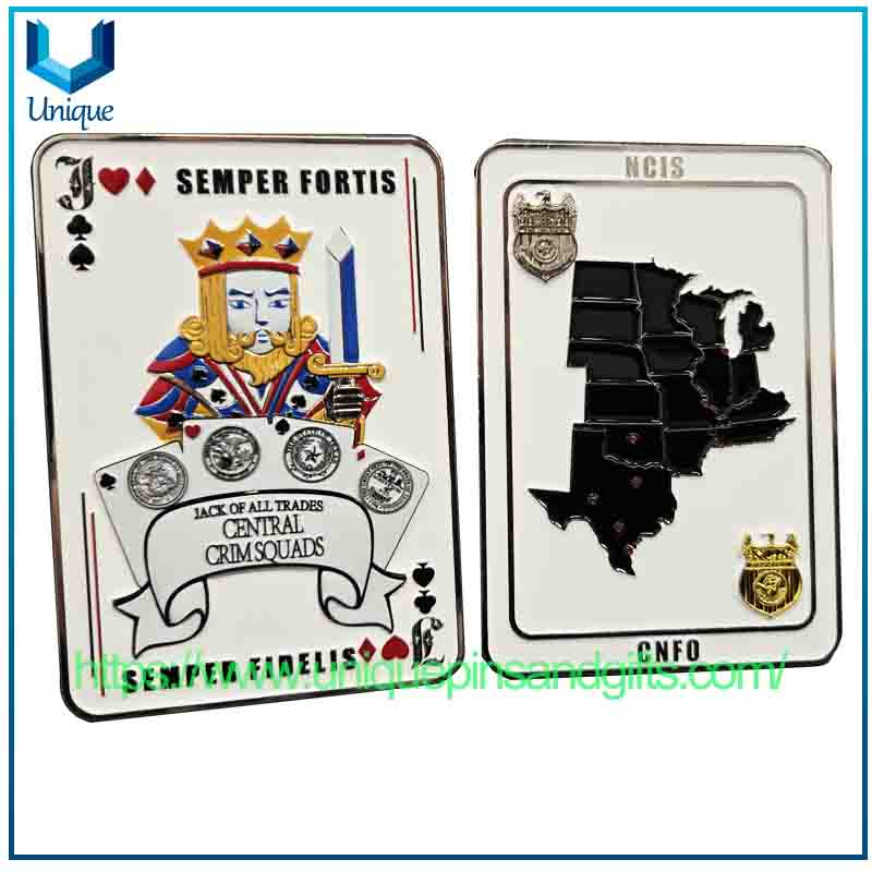 Moneda de póquer azul marino de EE. UU. con diseño creativo personalizado