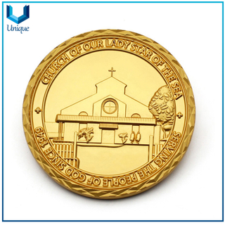 Fábrica de monedas de desafío, moneda de jesús de oro, moneda de souvenir de la iglesia, moneda de borde de diamante 3D en oro,