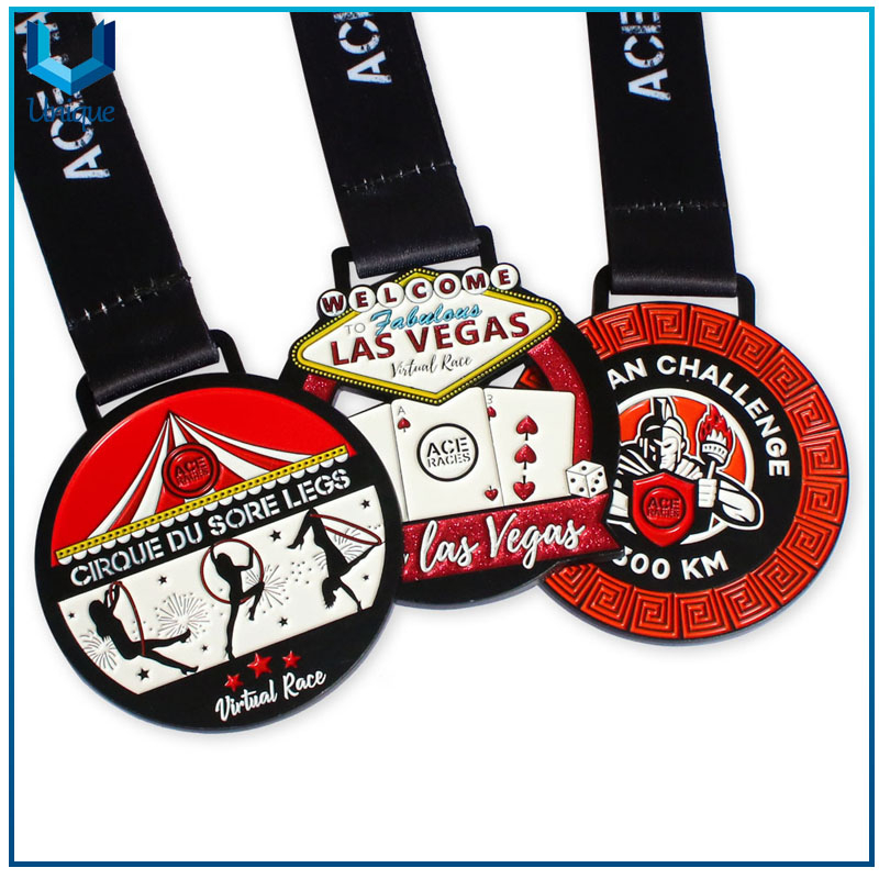 Medalla de Running de Las Vegas, Medalla de metal de premio para el premio, la medalla de trofeos de honor, medalla de níquel negro