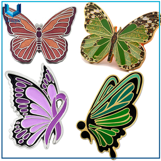 Pin de solapa de mariposa de metal, broche de prendas de vestir, pin de la doctora del sombrero, emblema del nombre, Pin de solapa de Rainblow, Pasadores de regalo promocionales personalizados